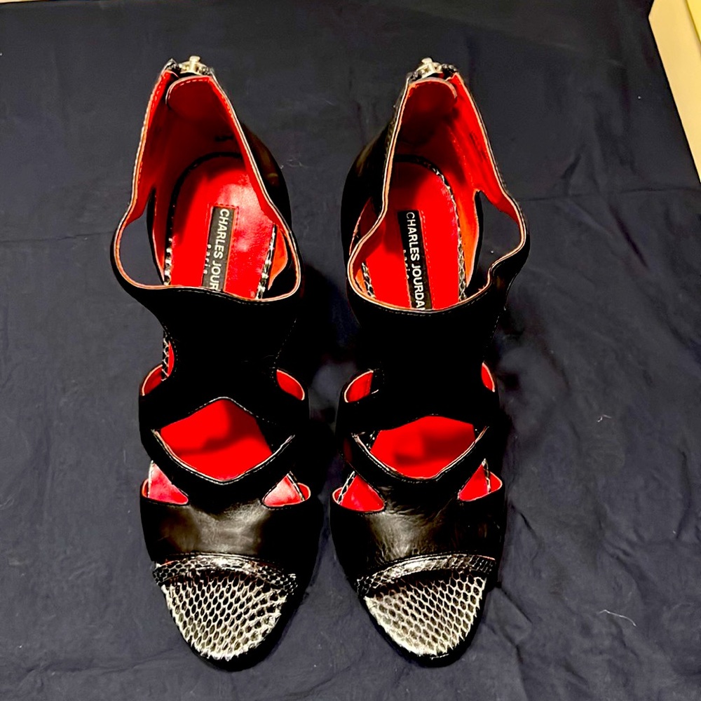 Black heeled open toe, Charles Jourdan